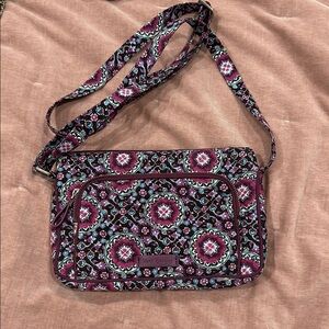 Vera Bradley Purple Floral Patterned Shoulder Bag with Pockets